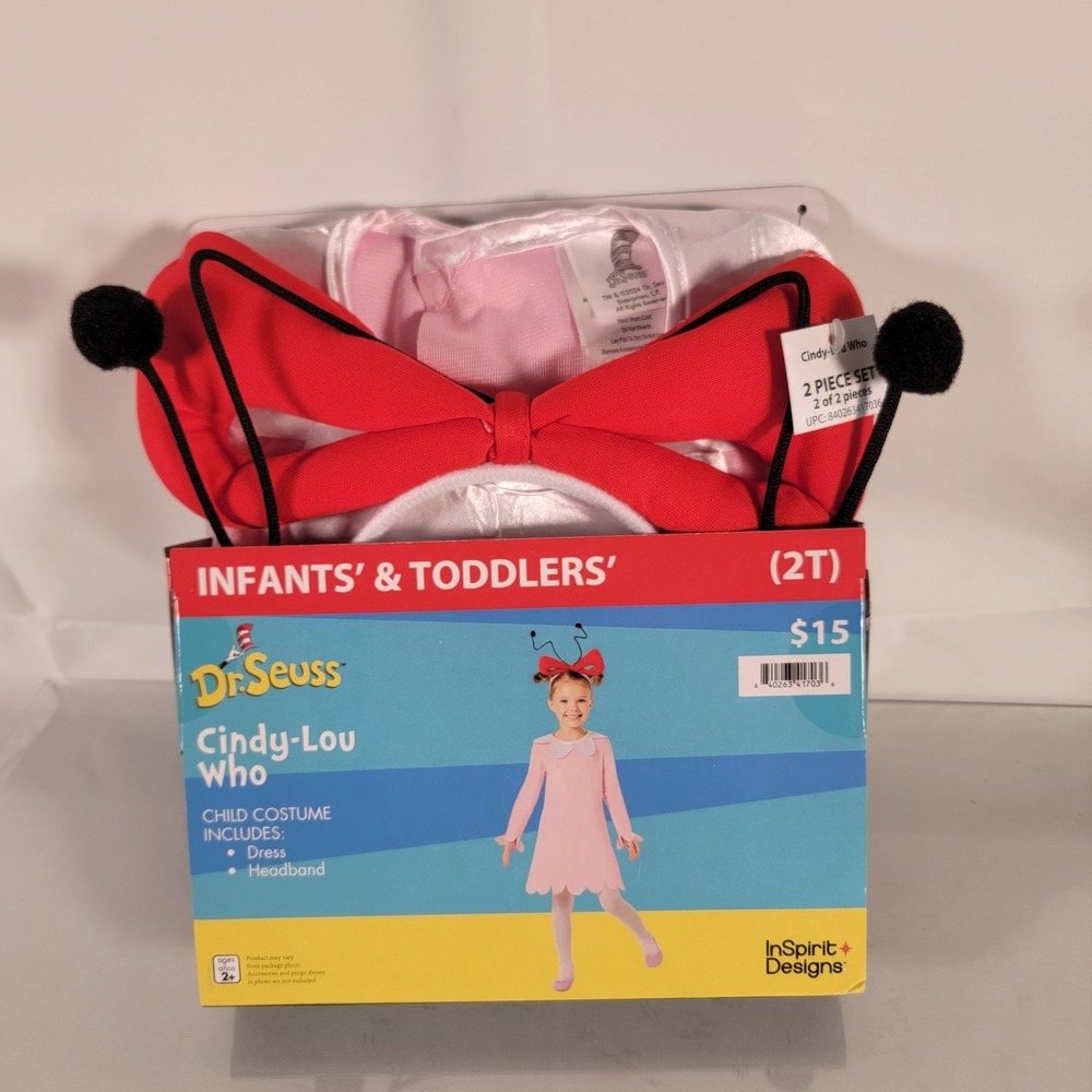 Dr. Seuss Grinch Cindy-Lou Who‎ Toddler Costume Dress & Headband Size 2T